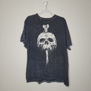 Riddickart grunge skull emo cyber short sleeve artsy black shirt size large